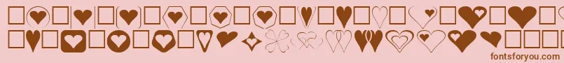 HeartsFor3DFx-Schriftart – Braune Schriften auf rosa Hintergrund