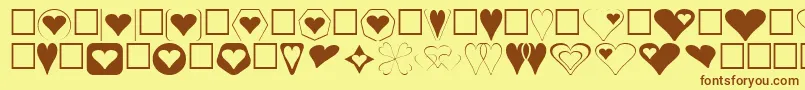 Fonte HeartsFor3DFx – fontes marrons em um fundo amarelo