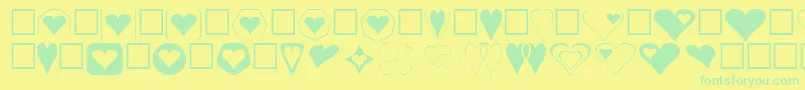 Fonte HeartsFor3DFx – fontes verdes em um fundo amarelo