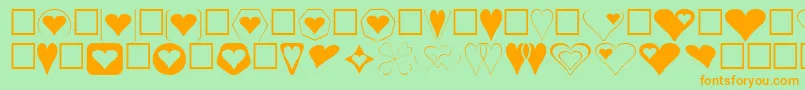 Weitere Informationen zur HeartsFor3DFx-Schriftart HeartsFor3DFx-Schriftart – Orangefarbene Schriften auf grünem Hintergrund
