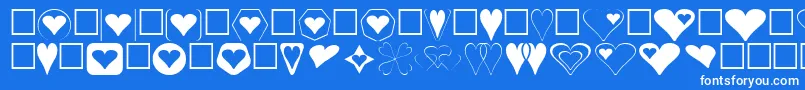 HeartsFor3DFx-Schriftart – Weiße Schriften auf blauem Hintergrund