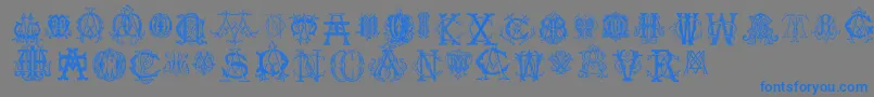 IntellectaMonogramsRandomSamplesFive-Schriftart – Blaue Schriften auf grauem Hintergrund