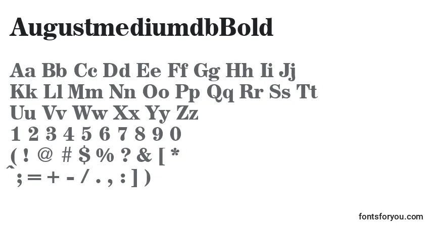 A fonte AugustmediumdbBold – alfabeto, números, caracteres especiais