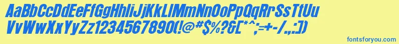 Fonte ArroyoItalic – fontes azuis em um fundo amarelo
