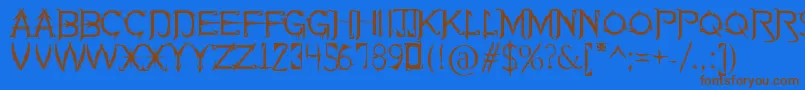 フォントSoulOfHolitter – 茶色の文字が青い背景にあります。