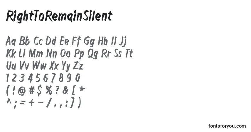 Czcionka RightToRemainSilent – alfabet, cyfry, specjalne znaki