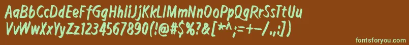 フォントRightToRemainSilent – 緑色の文字が茶色の背景にあります。