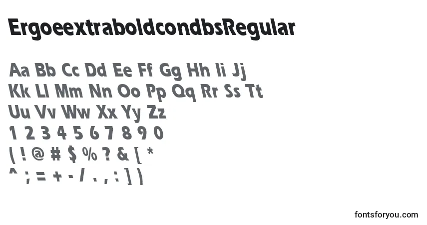 Czcionka ErgoeextraboldcondbsRegular – alfabet, cyfry, specjalne znaki