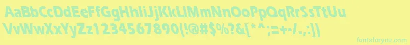 Fonte ErgoeextraboldcondbsRegular – fontes verdes em um fundo amarelo