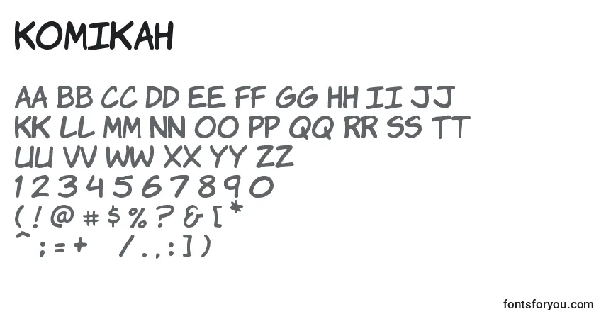 Шрифт Komikah – алфавит, цифры, специальные символы