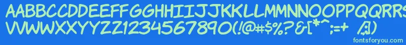 Komikah Font – Green Fonts on Blue Background