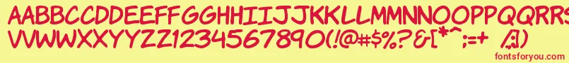 Komikah-fontti – punaiset fontit keltaisella taustalla