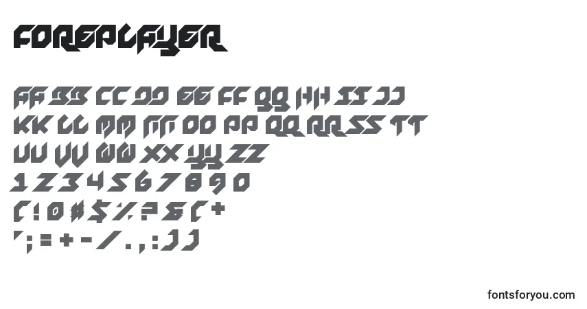 A fonte Foreplayer – alfabeto, números, caracteres especiais