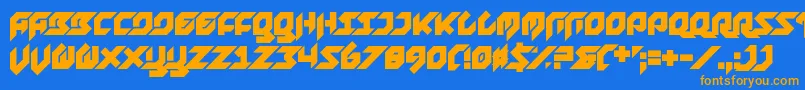 Foreplayer-Schriftart – Orangefarbene Schriften auf blauem Hintergrund