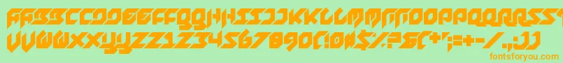 Foreplayerフォントについての詳細 フォントForeplayer – オレンジの文字が緑の背景にあります。
