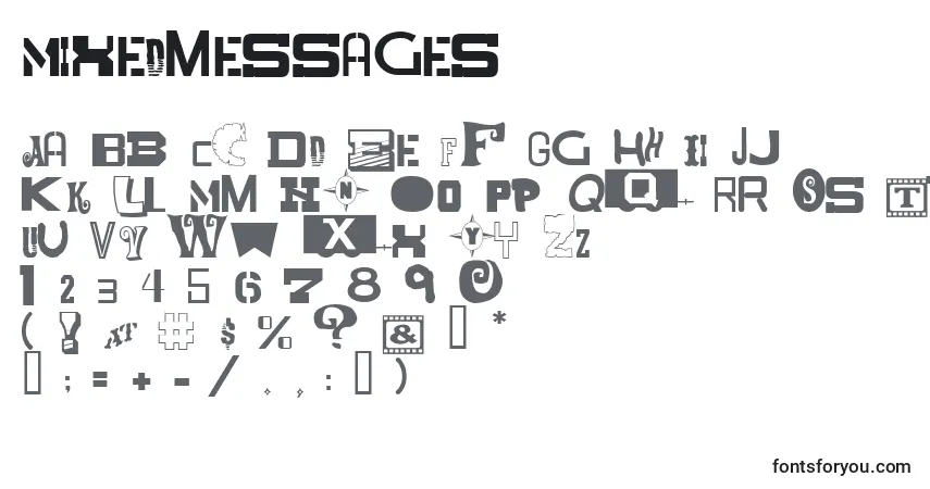 Schriftart Mixedmessages – Alphabet, Zahlen, spezielle Symbole