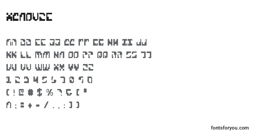 Schriftart Xenov2c – Alphabet, Zahlen, spezielle Symbole