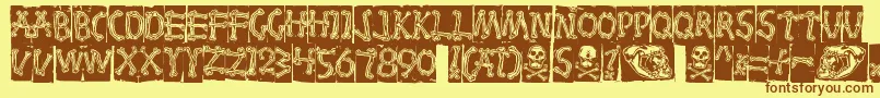 Bones Font – Brown Fonts on Yellow Background