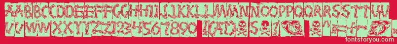 Bones Font – Green Fonts on Red Background