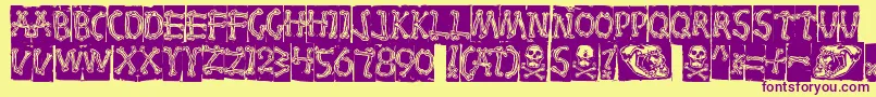 Bones Font – Purple Fonts on Yellow Background