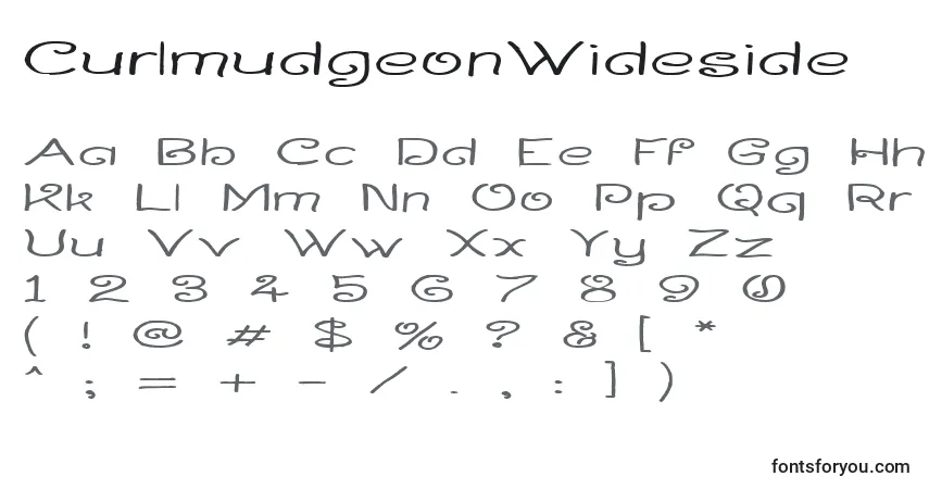 A fonte CurlmudgeonWideside – alfabeto, números, caracteres especiais