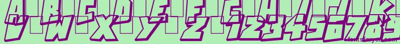 ActionComics Font – Purple Fonts on Green Background