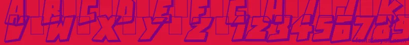 ActionComics-Schriftart – Violette Schriften auf rotem Hintergrund