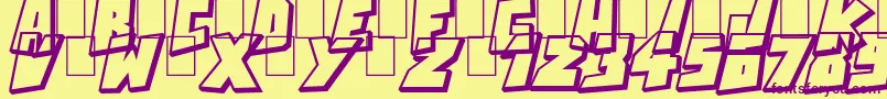ActionComics Font – Purple Fonts on Yellow Background