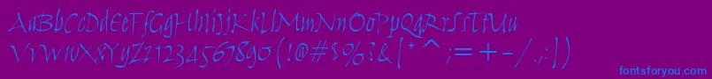 フォントHumanaScriptItcTtLight – 紫色の背景に青い文字