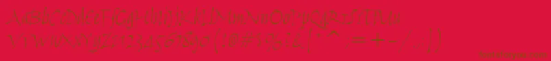 フォントHumanaScriptItcTtLight – 赤い背景に茶色の文字