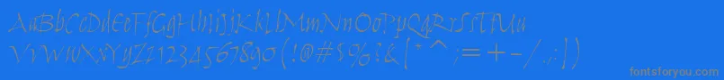 フォントHumanaScriptItcTtLight – 青い背景に灰色の文字