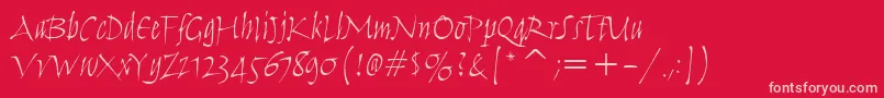 HumanaScriptItcTtLight-Schriftart – Rosa Schriften auf rotem Hintergrund