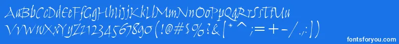 フォントHumanaScriptItcTtLight – 青い背景に白い文字