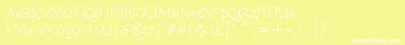 フォントHumanaScriptItcTtLight – 黄色い背景に白い文字