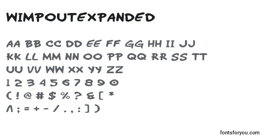 Schriftart WimpOutExpanded – Alphabet, Zahlen, spezielle Symbole
