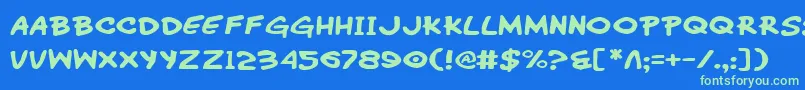 WimpOutExpanded Font – Green Fonts on Blue Background