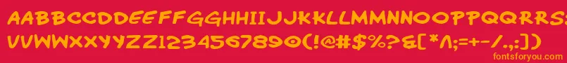 フォントWimpOutExpanded – 赤い背景にオレンジの文字