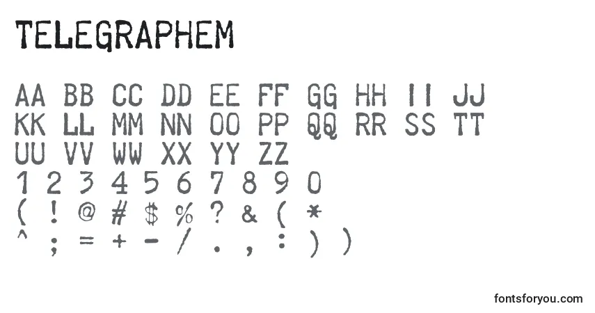 A fonte Telegraphem – alfabeto, números, caracteres especiais