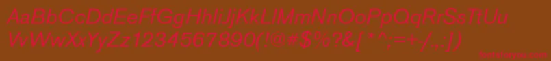 フォントAnconaItalic – 赤い文字が茶色の背景にあります。