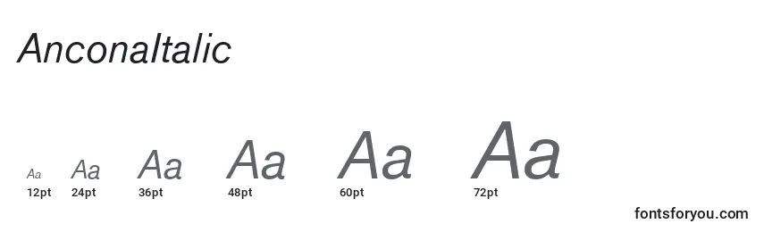 AnconaItalic Font Sizes