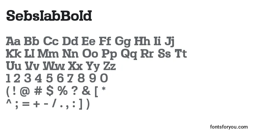 Шрифт SebslabBold – алфавит, цифры, специальные символы