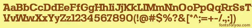 フォントSebslabBold – 茶色の文字が黄色の背景にあります。