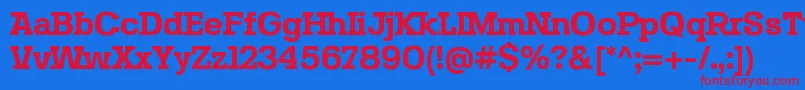 Czcionka SebslabBold – czerwone czcionki na niebieskim tle