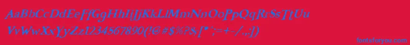 フォントFreebooterItalic – 赤い背景に青い文字
