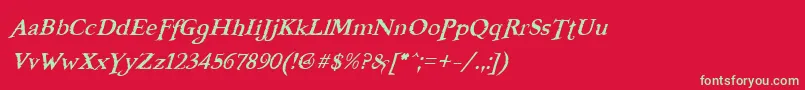 FreebooterItalic Font – Green Fonts on Red Background