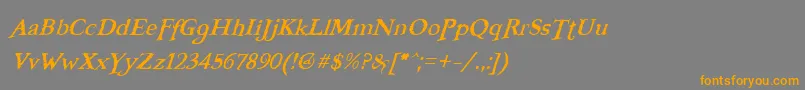 FreebooterItalic-Schriftart – Orangefarbene Schriften auf grauem Hintergrund
