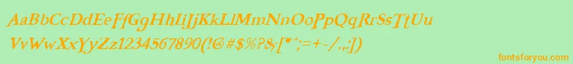FreebooterItalic Font – Orange Fonts on Green Background