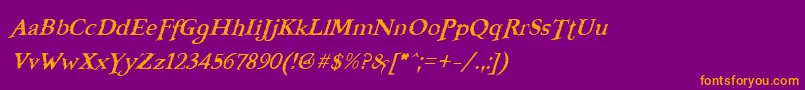 FreebooterItalic Font – Orange Fonts on Purple Background