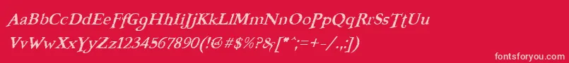 fuente FreebooterItalic – Fuentes Rosadas Sobre Fondo Rojo