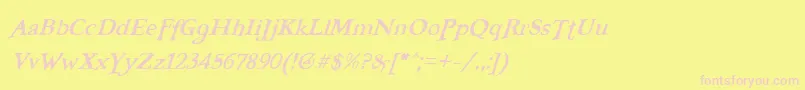 FreebooterItalic Font – Pink Fonts on Yellow Background